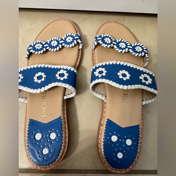 Jack Rogers Blue and White Women's Sandals Size 8 - Picture 2 of 4